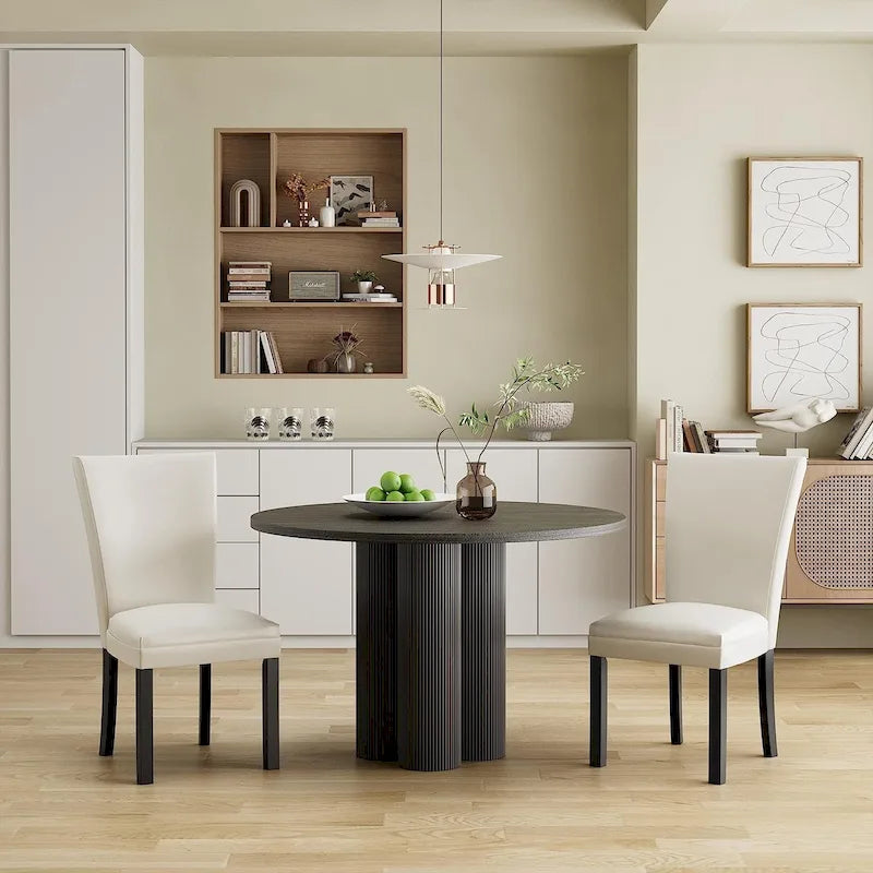 Faux Leather Dining Chairs Or Round Glass Dining Table