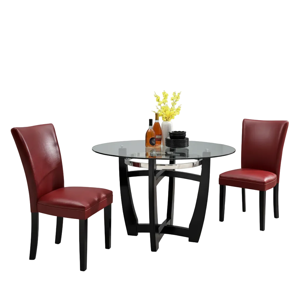 Faux Leather Dining Chairs Or Round Glass Dining Table