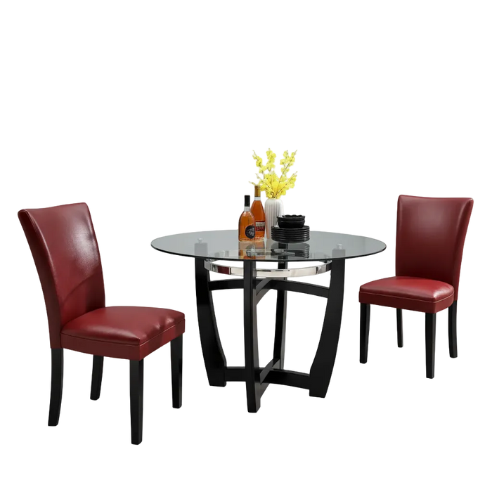 Faux Leather Dining Chairs Or Round Glass Dining Table