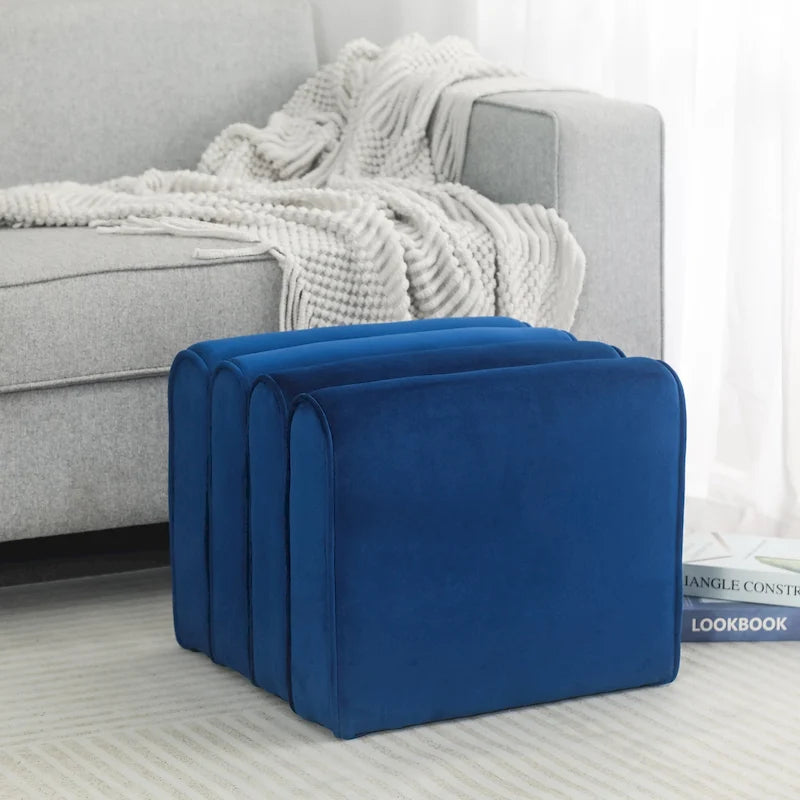 Footrest Ottoman Bench Velvet Pleated Design Foot Stool