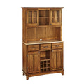 Brown Wood Buffet with Hutch - 44 x 17 x 72