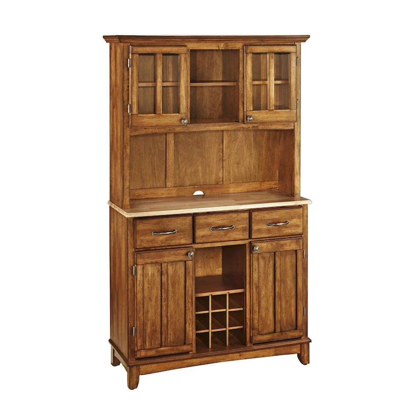 Brown Wood Buffet with Hutch - 44 x 17 x 72