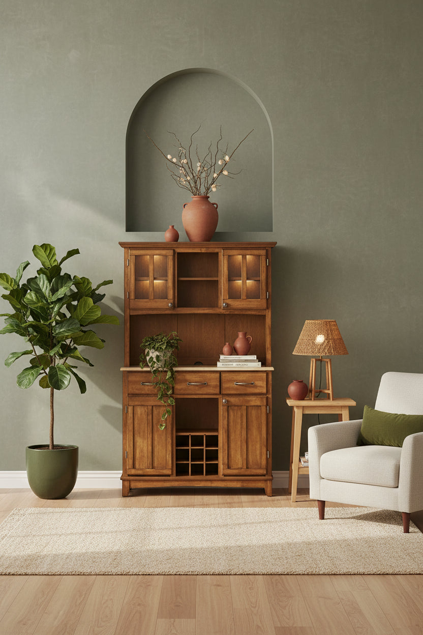 Homestyles Buffet Of Buffets Brown Wood Buffet with Hutch - 44 x 17 x 72