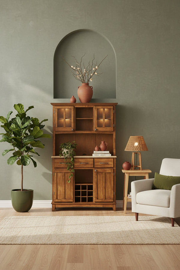 Homestyles Buffet Of Buffets Brown Wood Buffet with Hutch - 44 x 17 x 72