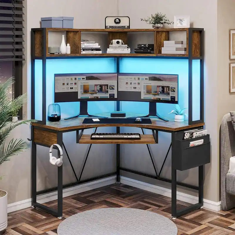Triangle Corner Desk Small Computer Desk Storage Shelves