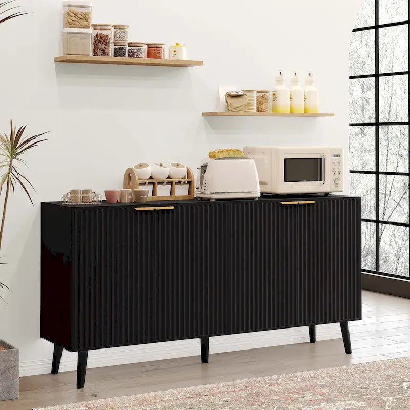 Buffet Table Kitchen Sideboard with Blister Wave Doors