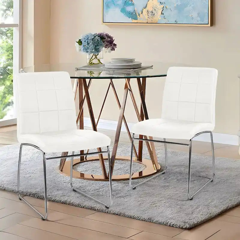 Faux Leather Upholstered Dining Side Chairs, Set of 2 - 32.7H x 18.1W x 20.3D