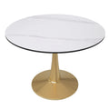Round Dining Table 40 Sintered Stone Tabletop in Gold Steel Series