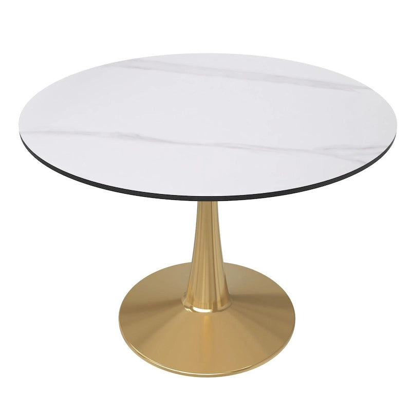 Round Dining Table 40 Sintered Stone Tabletop in Gold Steel Series