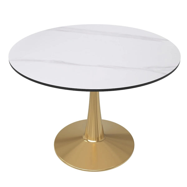 Round Dining Table 40 Sintered Stone Tabletop in Gold Steel Series