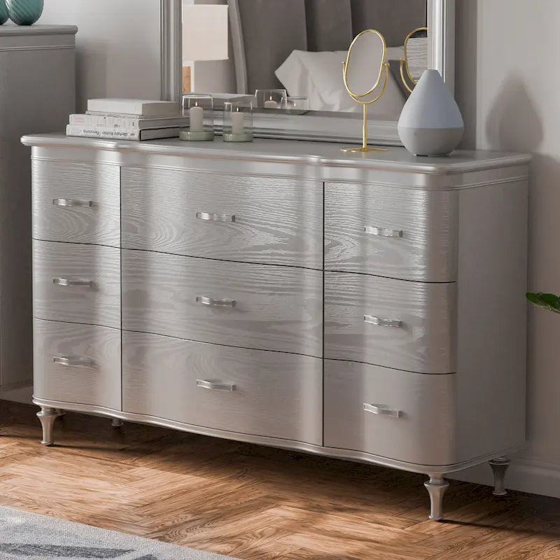 Solid Wood 9-Drawer Double Dresser